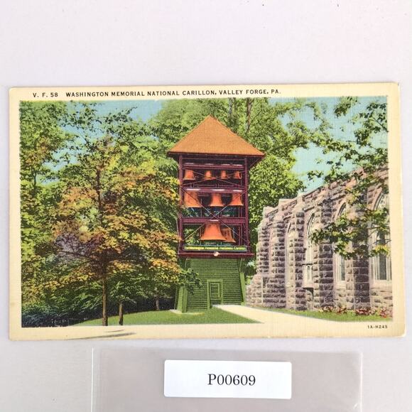 Washington Memorial National Carillon Valley Forge PA 1930s Linen Postcard Bells - Picture 1 of 2